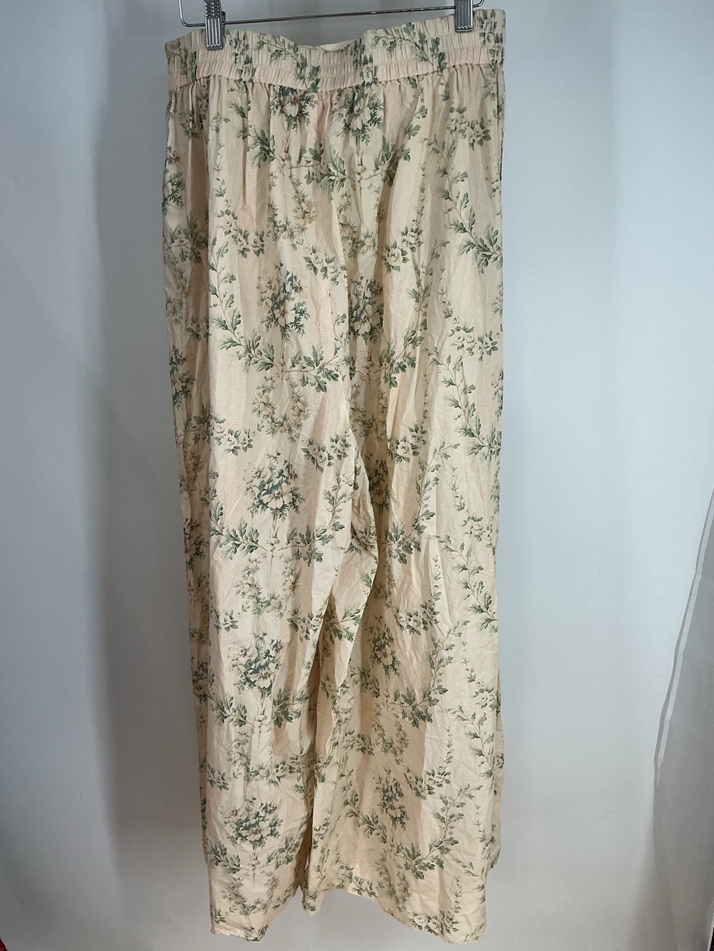 Selkie Cream Wide Leg Pants with Green Floral Print Size M - Picture 4 of 5